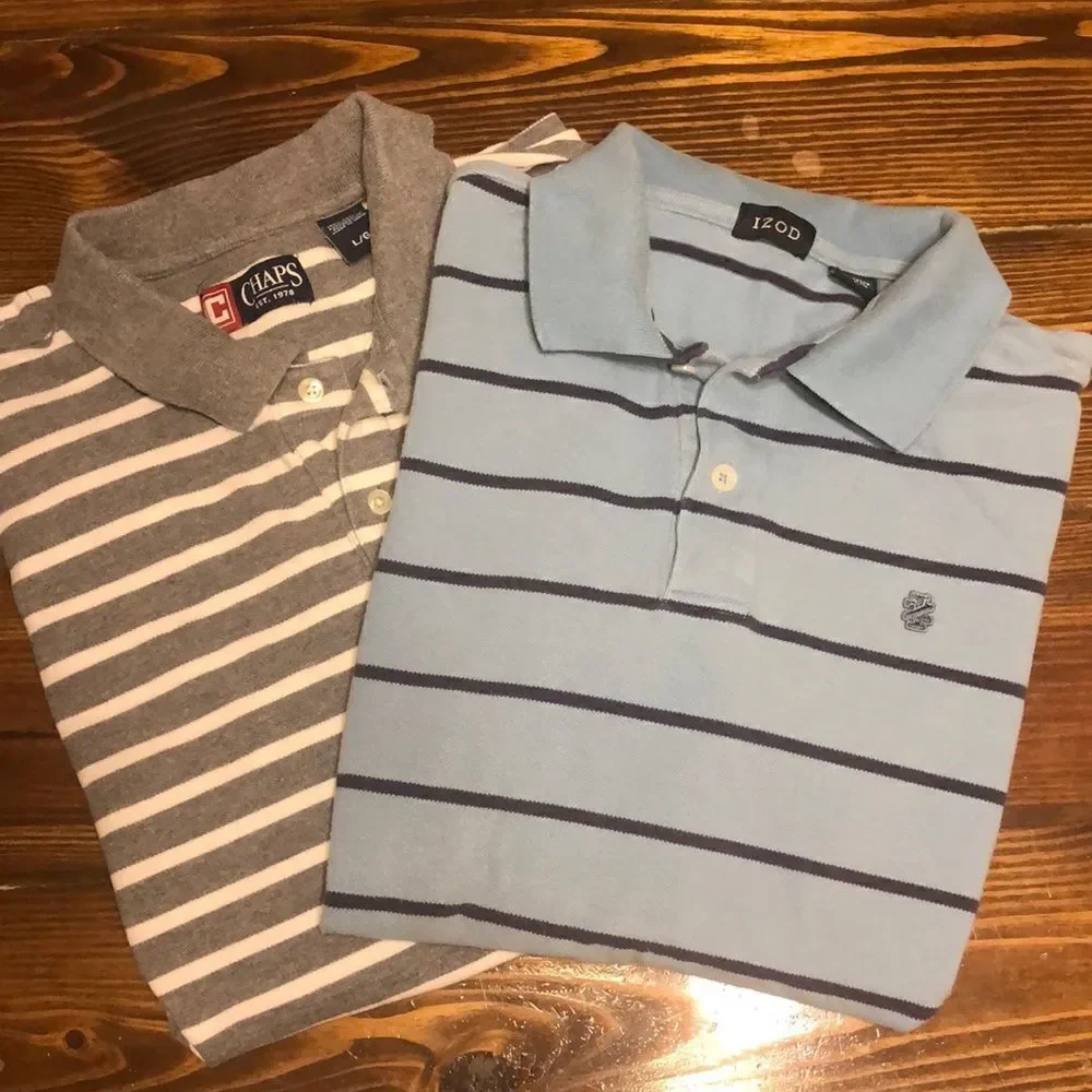 2 Mens Polo Shirts! Chaps and Izod Size L